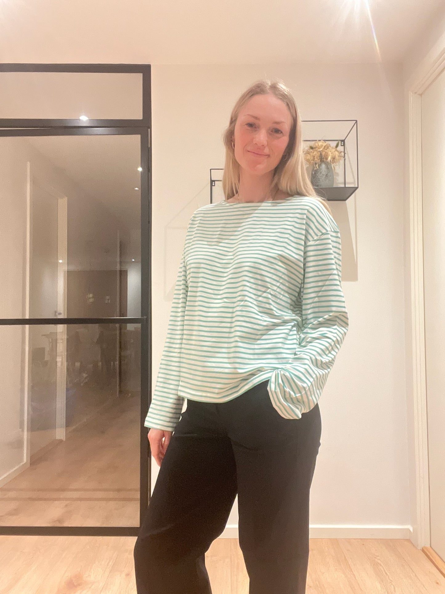 ICHI Mira Boatneck Bluse grøn - IHMira Boatneck LS