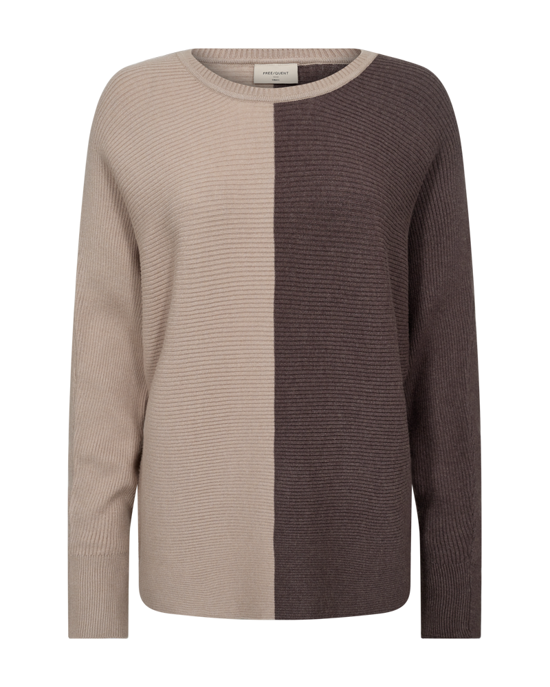 Freequent Mille Strik Bluse - FQMILLE - Beige med brun