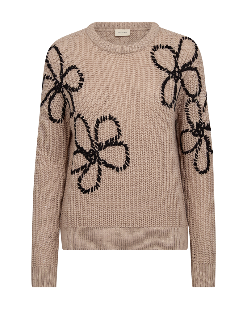 Freequent Cox Strik Pullover - FQCox Sort/beige