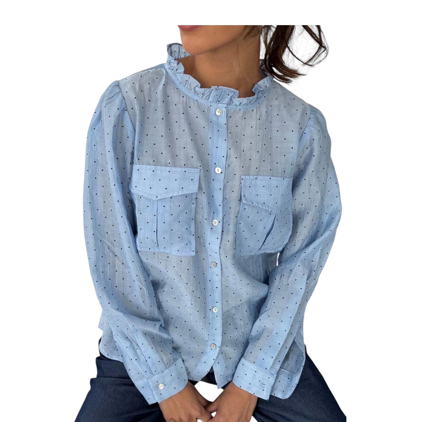 Continue Mili Small Dot Blue Bluse