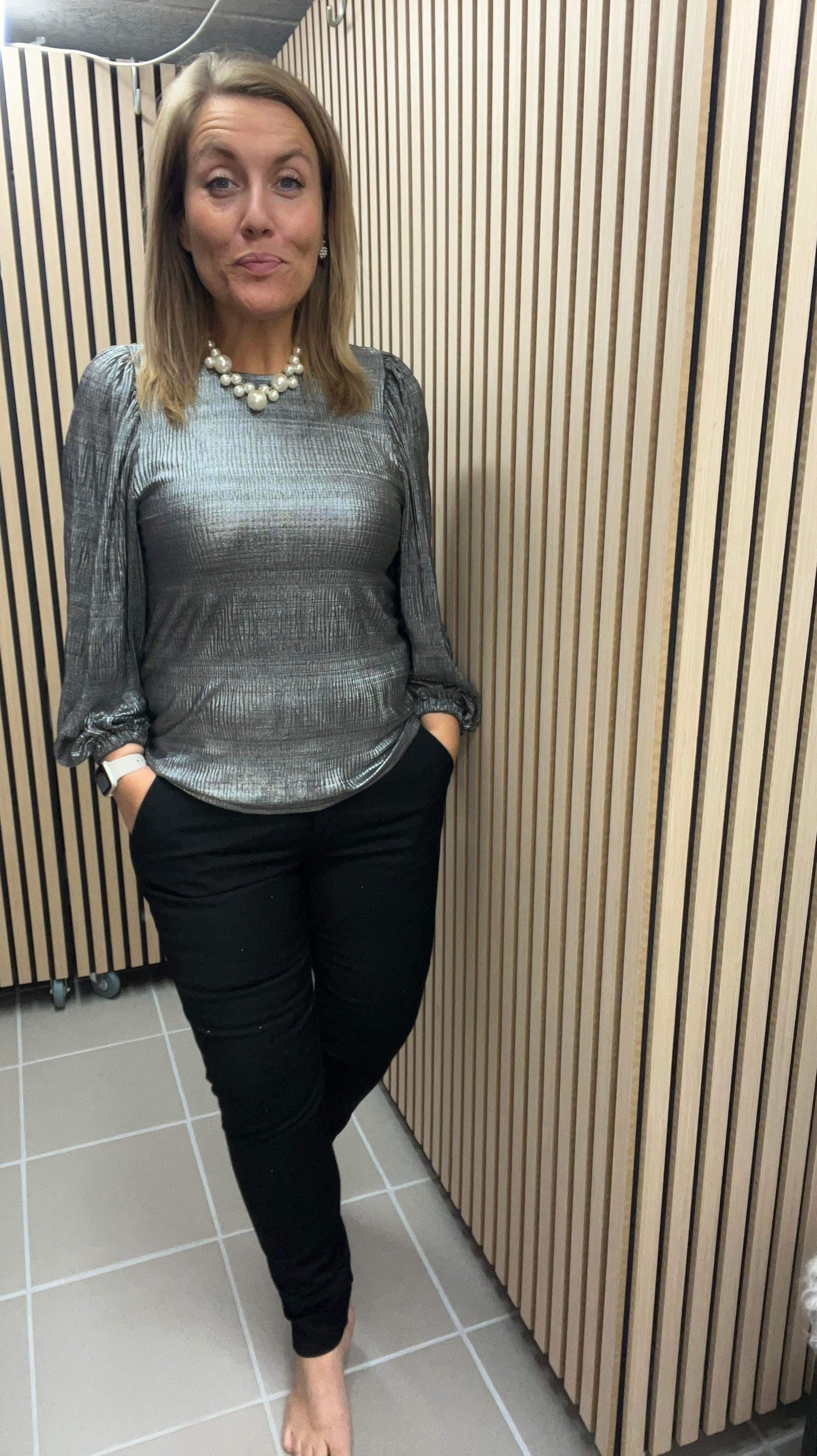 Freequent Isadora Bukser - m/ Sorte Nitter/Glitter