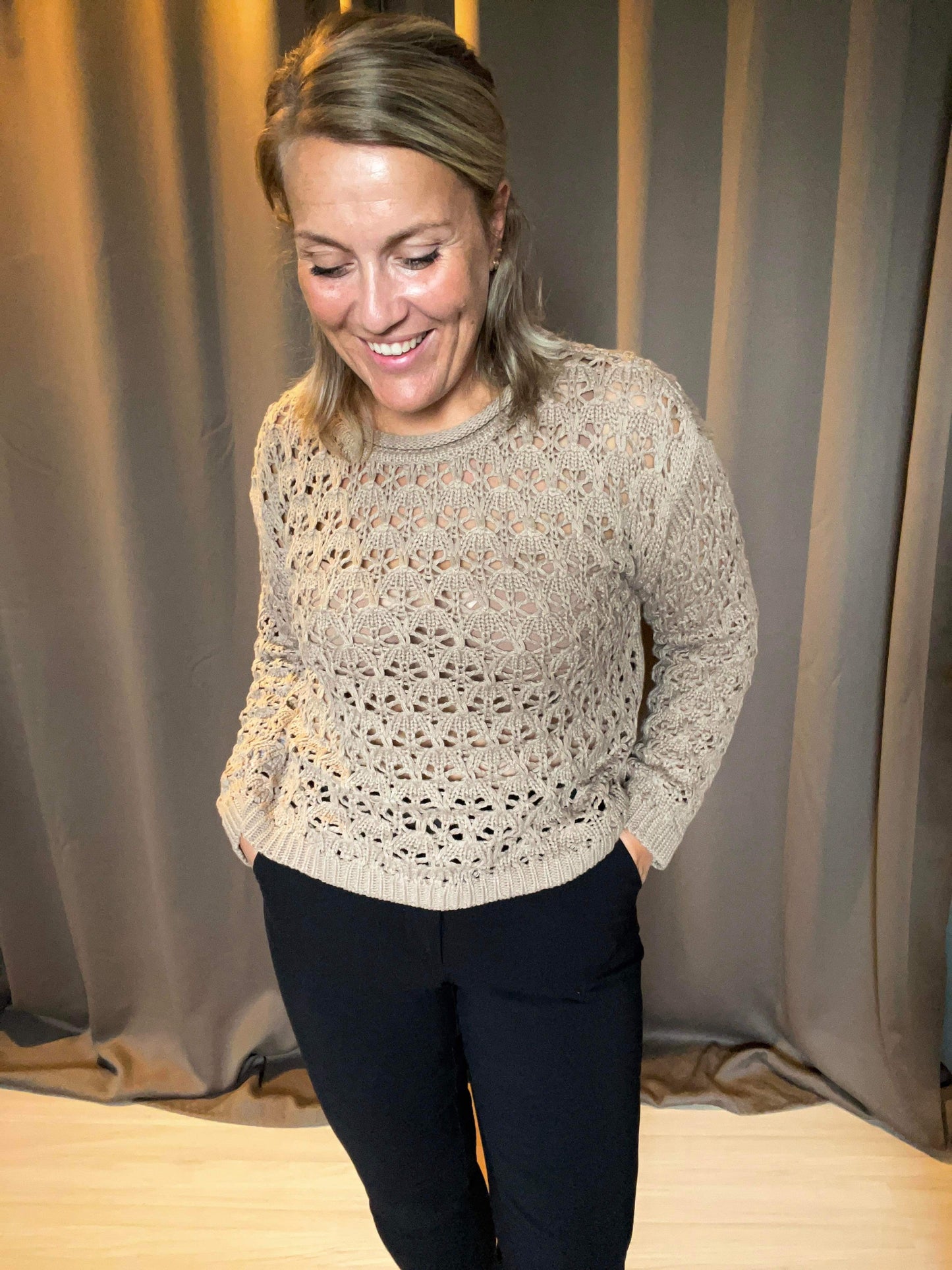 Freequent Cotla Strik Pullover FQCOTLA-PULLOVER - Desert taupe