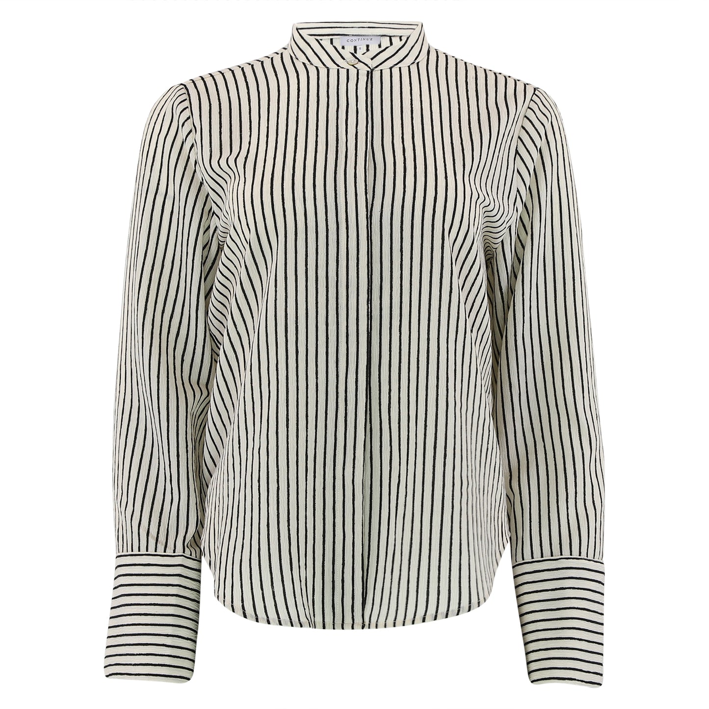 Continue Selma Stripe Skjorte - Off-White m/ sorte striber