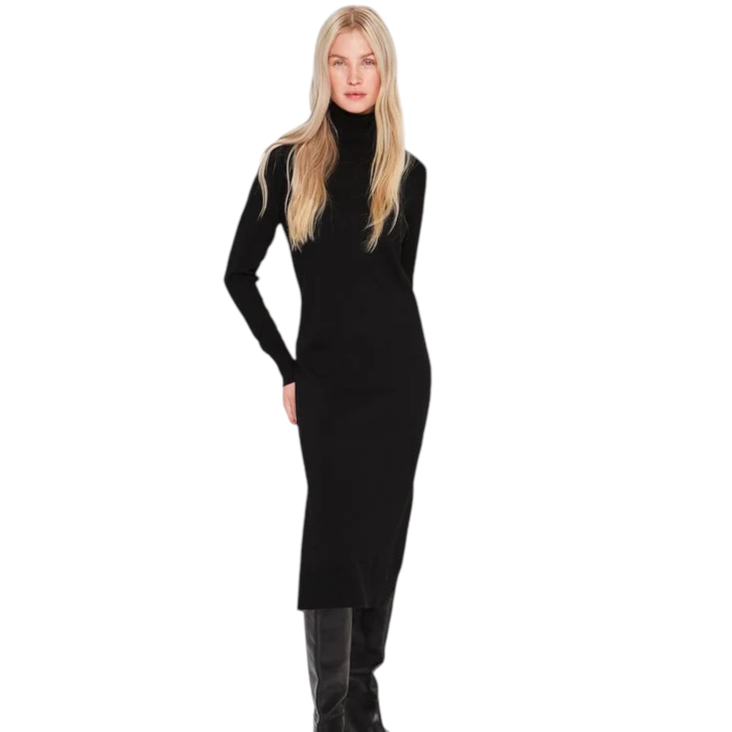 Saint Tropez Mila Kjole Sort rullekrave - MilaSZ Roll Neck Long dress sort