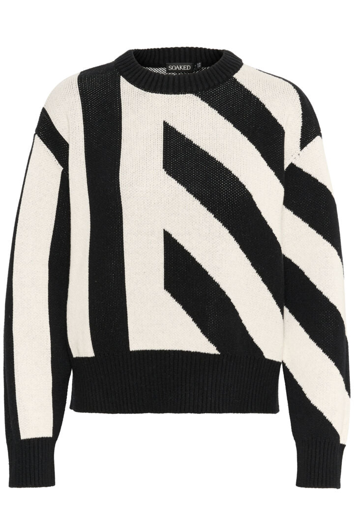 Soaked In Luxury Cabba Strik Pullover - SLCabba Black & White Stripe