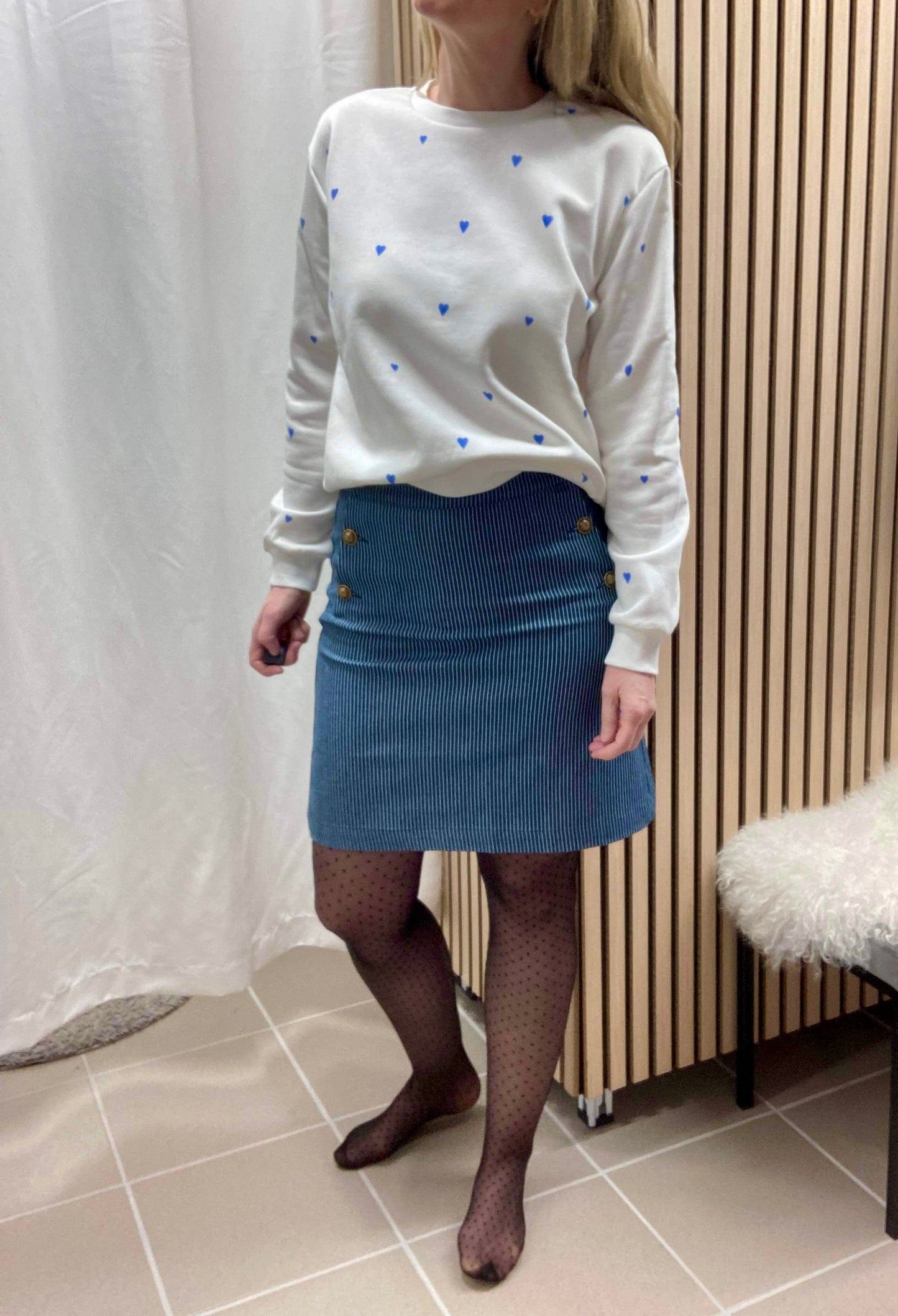 Continue Gabby Skirt Blue Stripe Nederdel - Denim