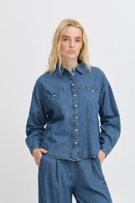 ICHI Archer Denim Skjorte - IHArcher SH