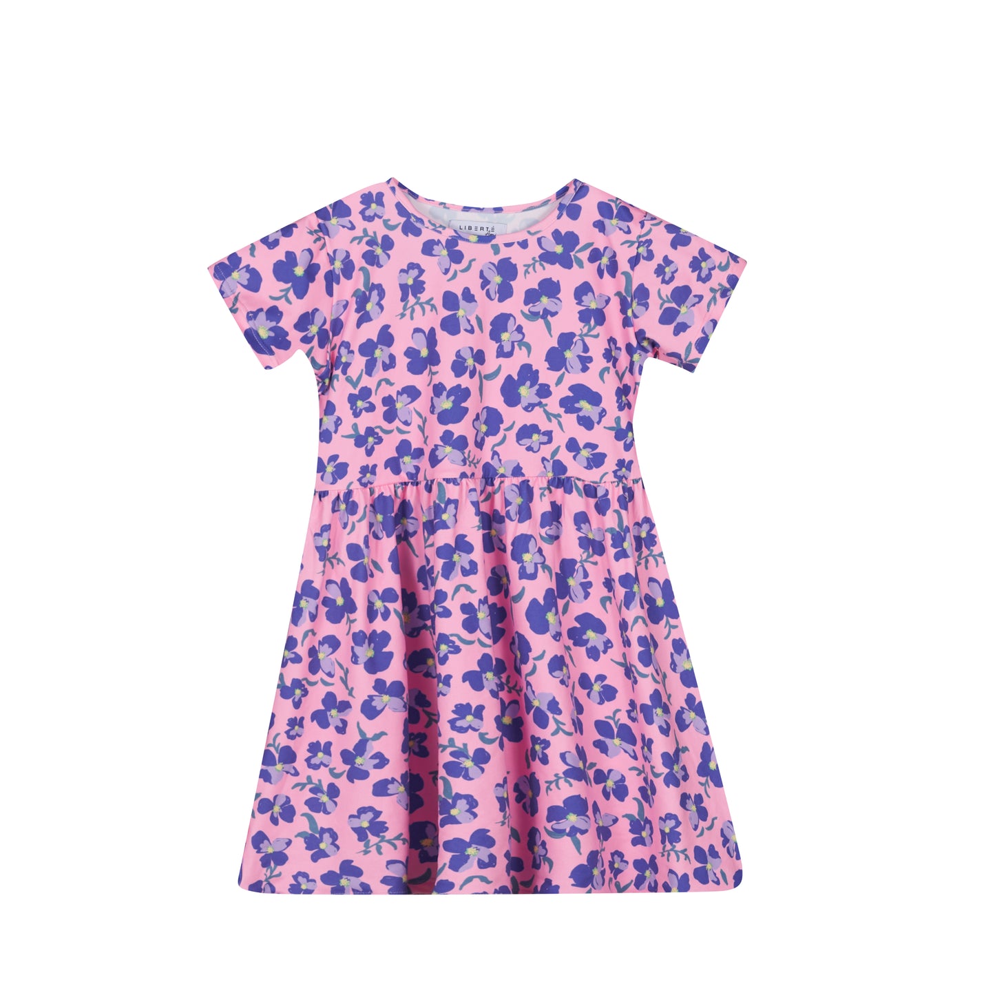 Liberte Alma SS Babydoll Dress Kjole (Kids) - Pink Purple Flower