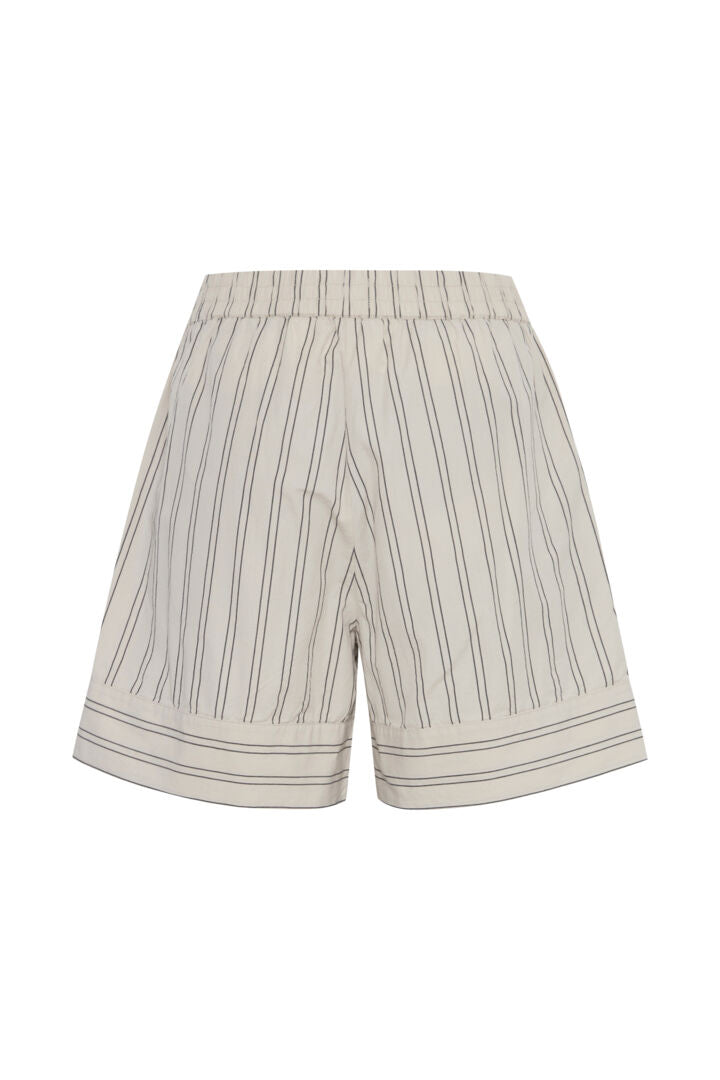 ICHI Vasilia Stribede Shorts  - IHVasilia Silver Gray