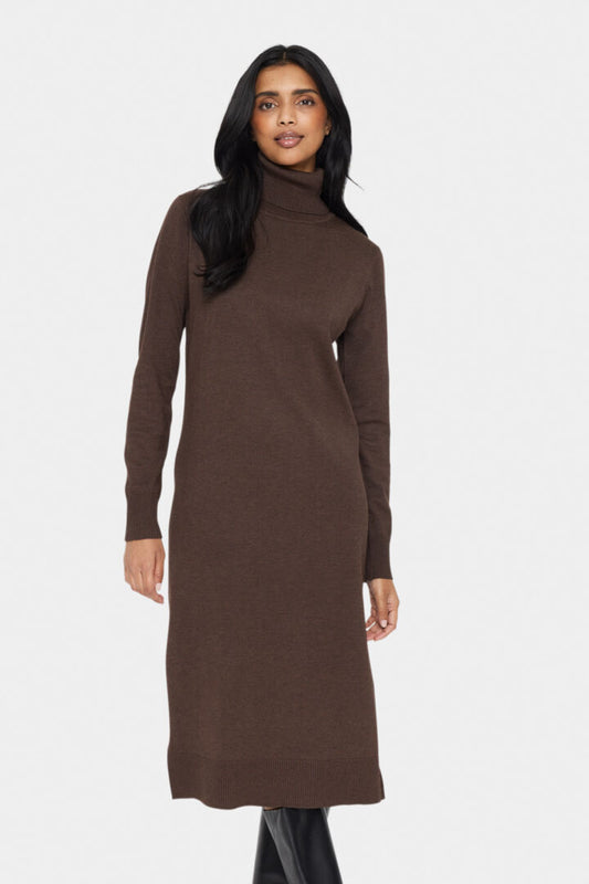 Saint Tropez Mila Kjole Brun - MilaSZ Roll Neck Long dress