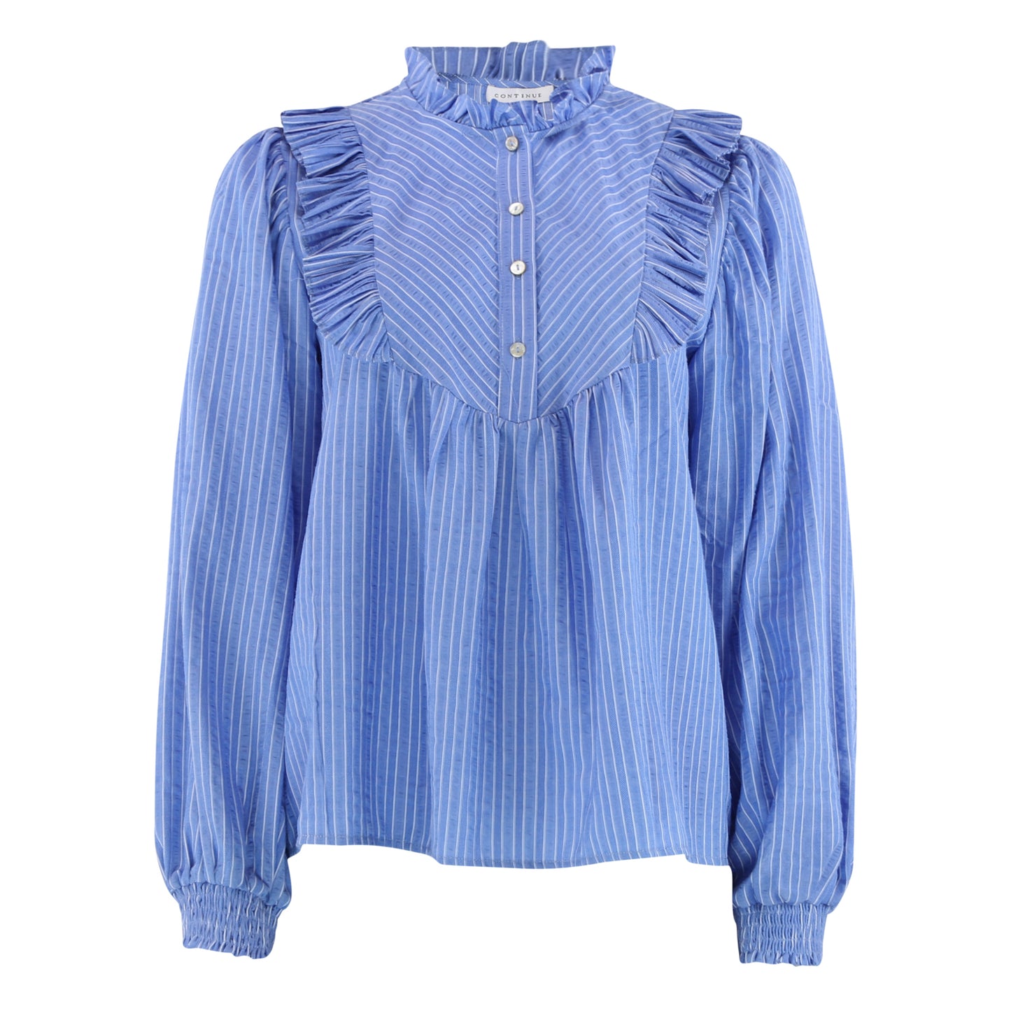 Continue Silke Stripe Bluse - Blå