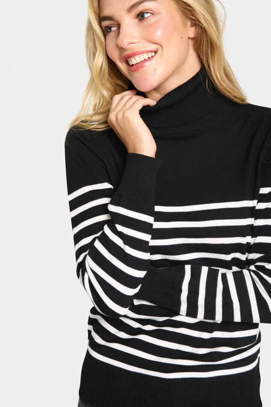 Saint Tropez Mila Stripe Rullekrave - Sort