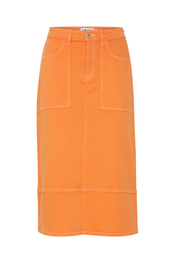 Ichi Cenny Lang Denim Nederdel - Ihcenny Orange