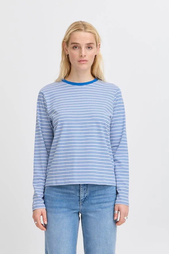 ICHI Mira Boatneck Bluse blå - IHMira Boatneck LS