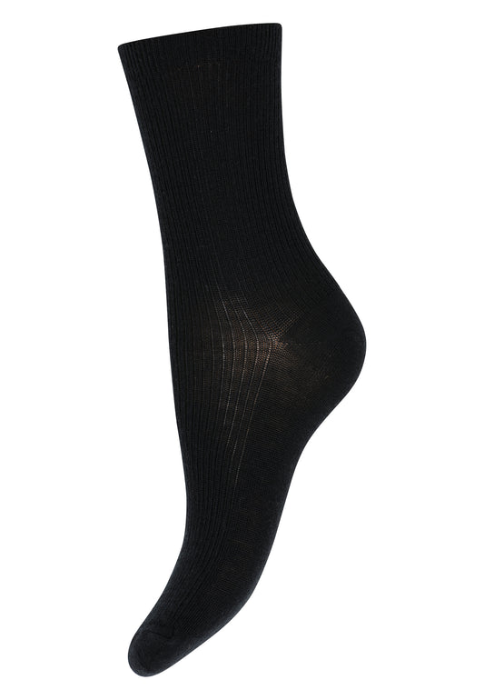 MP Fine Cotton Rib Socks Strømper - Sort