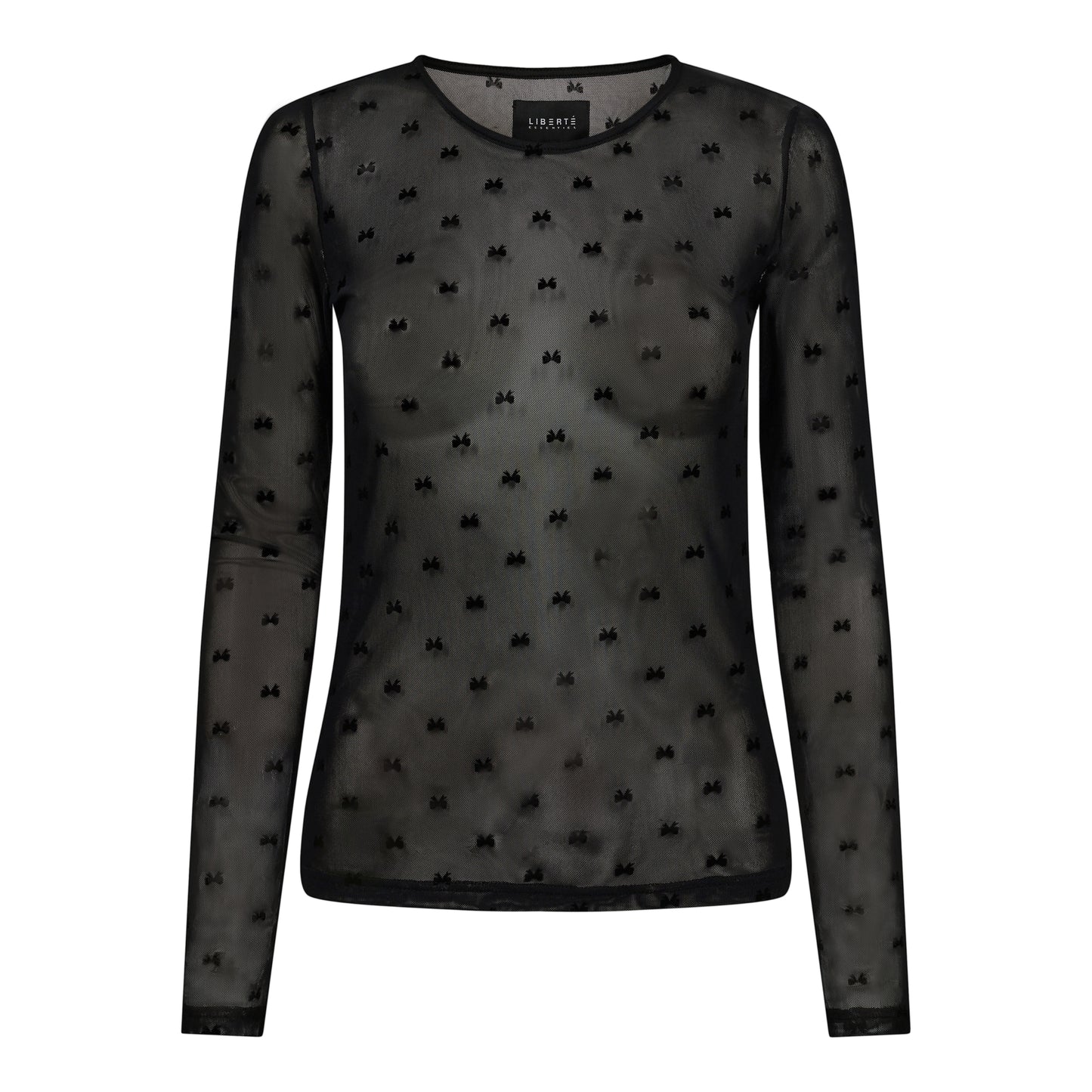 Liberte Mesh Bluse sort m. Sløjfer