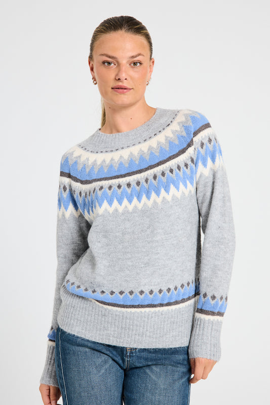 Freequent Mayfair Strik Bluse - FQMayfair Pullover grå