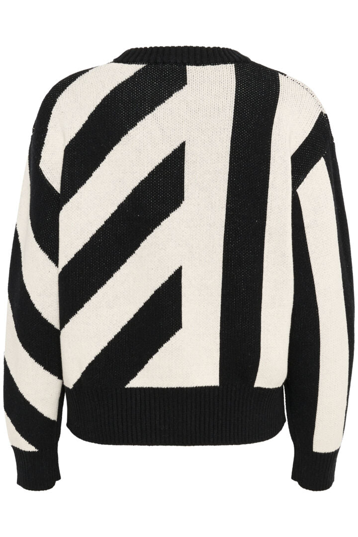 Soaked In Luxury Cabba Strik Pullover - SLCabba Black & White Stripe