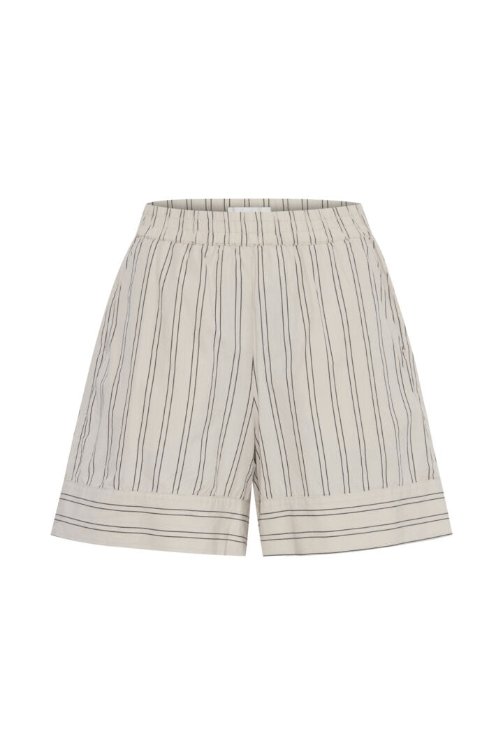 ICHI Vasilia Stribede Shorts  - IHVasilia Silver Gray