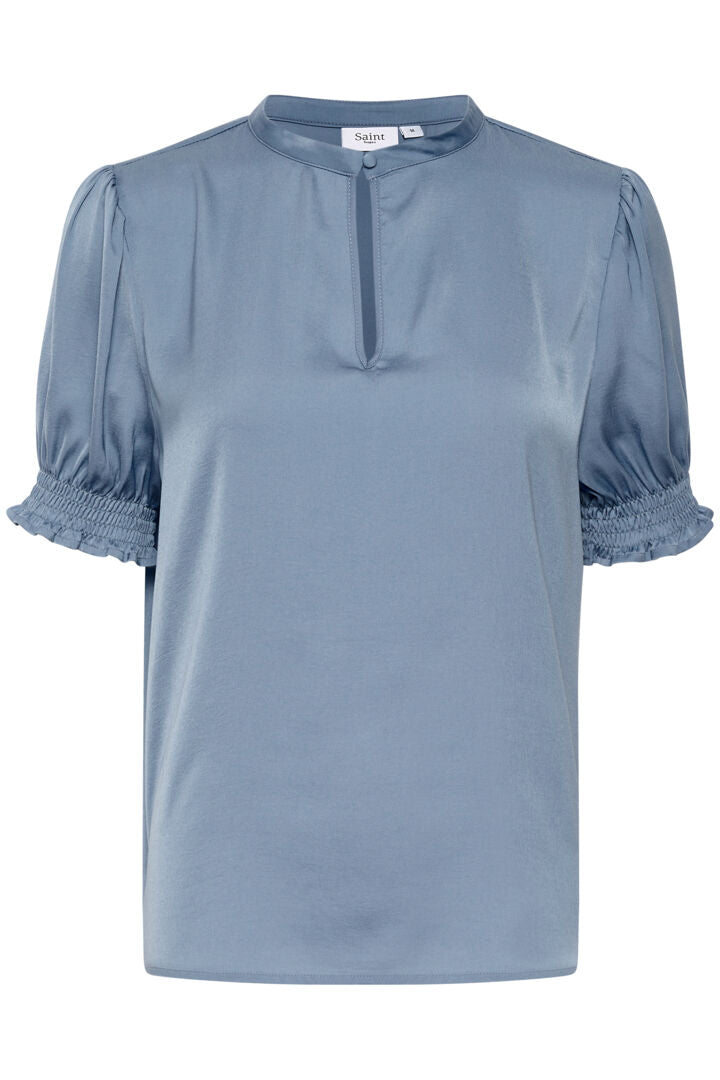Saint Tropez Nunni Skjorte Bluse -NUNNISZ Blå / Colony Blue