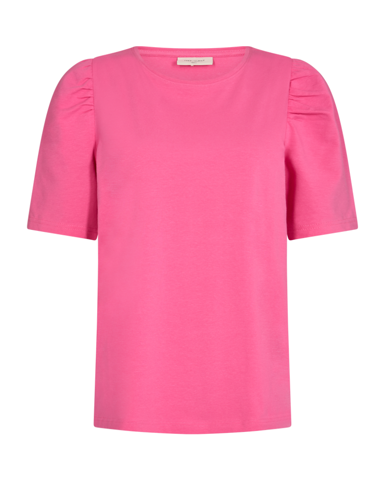 Freequent Fenja pink t-shirt med pufærmer FQFENJA - Carmine rose